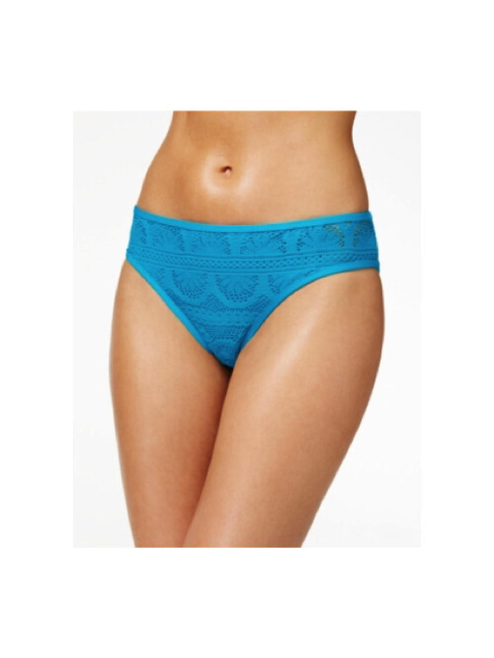 NWT Kenneth Cole Reaction Hawaii Blue Crochet Hipster Bikini Bottom Swimwear M